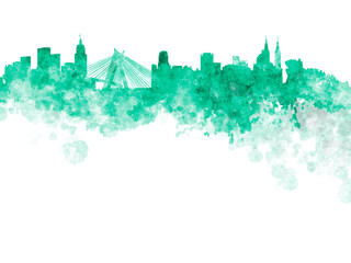 Fototapeta premium Sao Paulo skyline in watercolor on white background