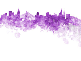Fototapeta premium Sao Paulo skyline in watercolor on white background