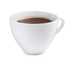 Fresh aromatic coffee in cup isolated on white