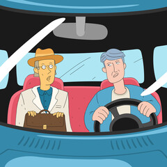 Vector Illustration Driver and Passenger