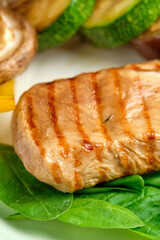 Grilled steak with champignons