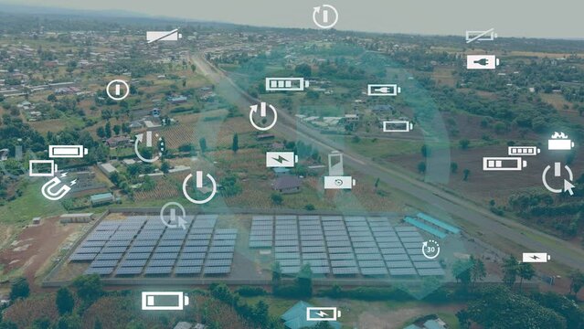 Environmental technology concept. Sustainable development goals. SDGs. Solar panels. Solar panel in rural Africa- Loitokitok Kenya