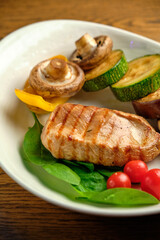 Grilled steak with champignons