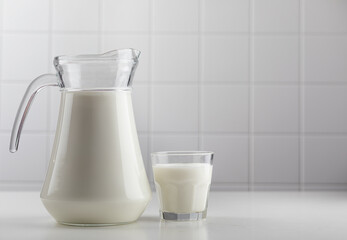 jug of milk and glass
