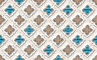 pattern with blue tiles