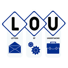 LOU - Letters Of Undertaking acronym. business concept background. vector illustration concept with keywords and icons. lettering illustration with icons for web banner, flyer, landing pag
