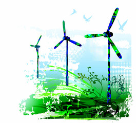 Wind turbines, green alternative renewable energy  - 501298631