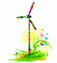 Wind turbines, green alternative renewable energy  - 501298632