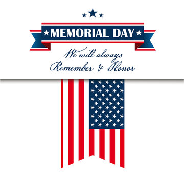 White Background Memorial Day Always Remember Flag USA
