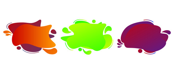 Abstract liquid shape. Set of modern graphic elements. Fluid dynamical colored forms banner. Gradient abstract liquid shapes.