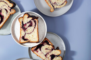 homemade Vegan Blueberries Babka or Brioche Bread