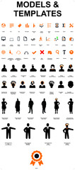 Set of icons of models ( standard, African, Asia) and templates for building your own designs and icons. Total number of icons is sixty.