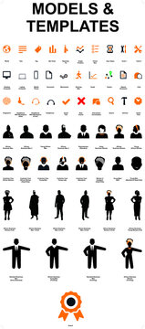 Set of icons of models ( standard, African, Asia) and templates for building your own designs and icons. Total number of icons is sixty.