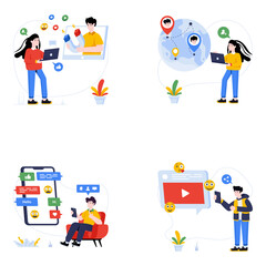 Premium Collection of Social Network Flat Illustrations