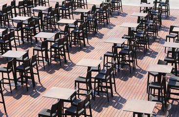 tables in the outdoor summer resort cafe