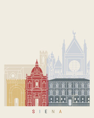 Siena skyline poster in editable vector file - obrazy, fototapety, plakaty