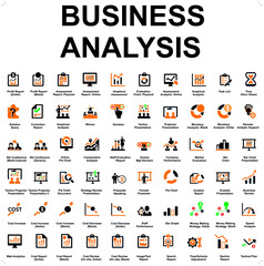 Set of icons for business analysis. This covers most business explanations you would require in a presentation. Total number of icons is sixty.