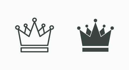 Crown, queen, king, royal vector icon symbol isolated set