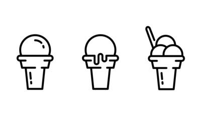 Ice cream with a spoon and a ball, icon.