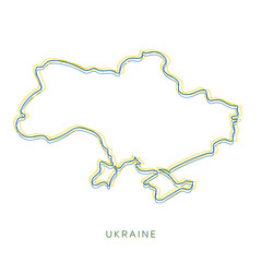 Ukraine, Europe. Vector illustration of silhouette of Ukrainian border. Abstract vector line illustration. One line drawing of Ukraine with Crimea. Print design. Map, poster, banner.