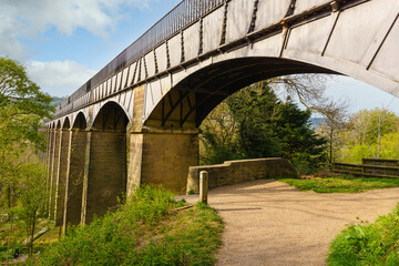 The Froncysyllte aqueduct in the town of Trevor North Wales. A world heritage site built from cast...
