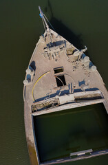 Ship sunk in the second world war. Gualtieri, Italy