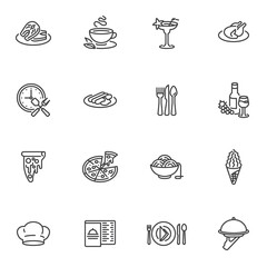 Food and drink line icons set