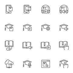 Online education line icons set