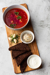 Borsht, bortsch, borshch, borscht. Soup, associated with cuisine of Eastern and Central Europe, especially Ukraine,