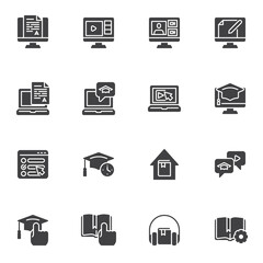 Online learning vector icons set
