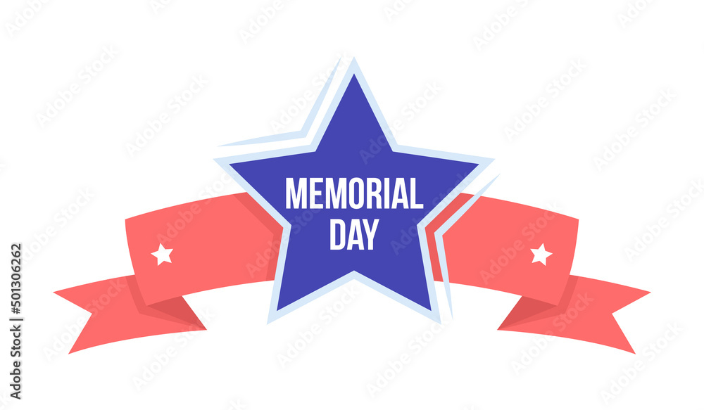 Poster star and stripe for american memorial day semi flat color vector object. full sized item on white. a