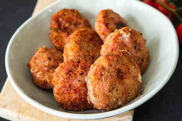 cutlet meat pork, beef, chicken fresh meal food snack homrmade on the table copy space food...