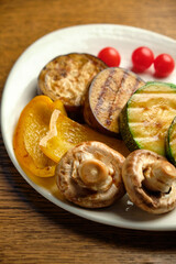 Grilled vegetables with champignons and fresh herbs