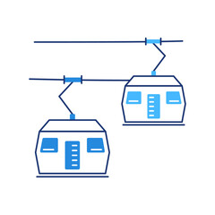 Vector illustration of cartoon cable car on white background.