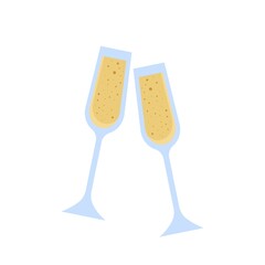 Two glasses of champagne. Drink vector illustration