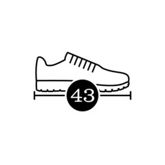 Shoe size icon. Isolated vector illustration on white background.