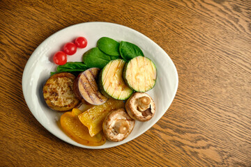 Grilled vegetables with champignons and fresh herbs