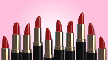 Obraz premium Lipsticks over pink background 