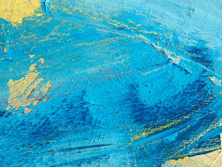 Blue and yellow paint abstract background