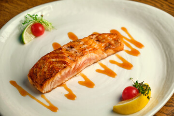 Fried salmon fillet