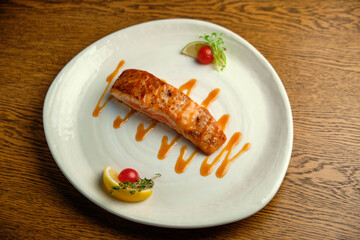 Fried salmon fillet