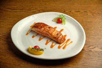 Fried salmon fillet