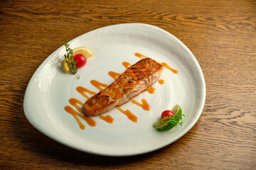 Fried salmon fillet