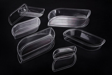 Disposable tableware on a black background