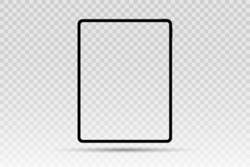 Vector tablet mockup with transparent screen isolated on transparent background