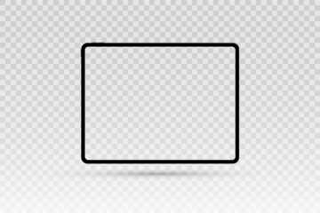 Vector tablet mockup with transparent screen isolated on transparent background. Stock royalty free vector illustration