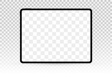 Vector tablet mockup with transparent screen isolated on transparent background