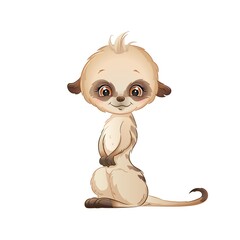 Cute cartoon baby meerkat, vector illustration. African animal, isolated white background.