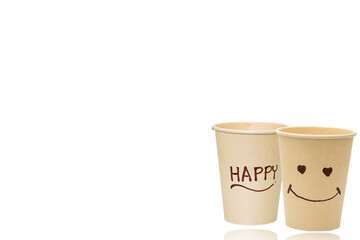 Drink paper cup isolated on white background.