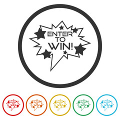 Text Enter To Win icon. Set icons colorful
